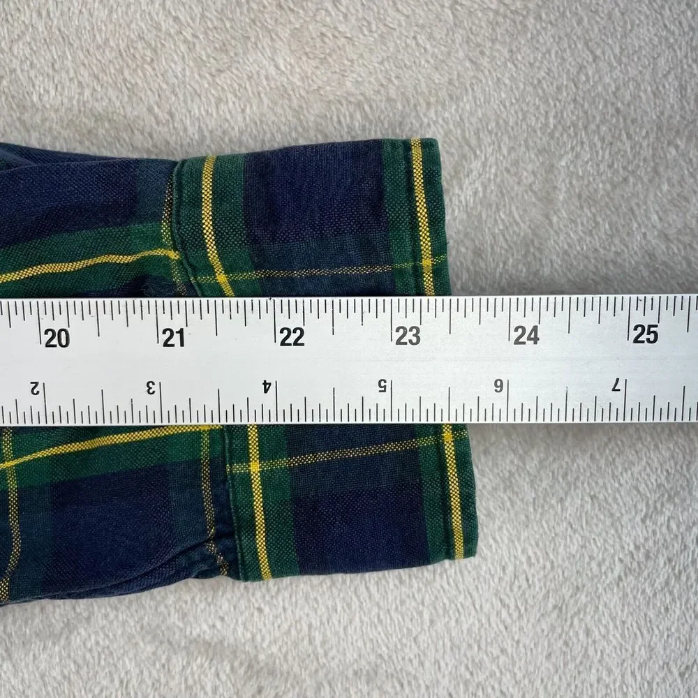 Vintage Polo Ralph Lauren Shirt Men Medium‎ Navy Tartan Plaid Blaire Preppy Pony